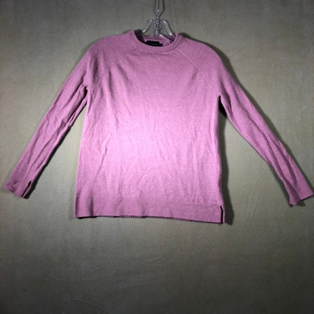 HATCH 100% Merino Wool Sweater Womens Size 1 Pink Crew Neck Raglan Long Sleeve